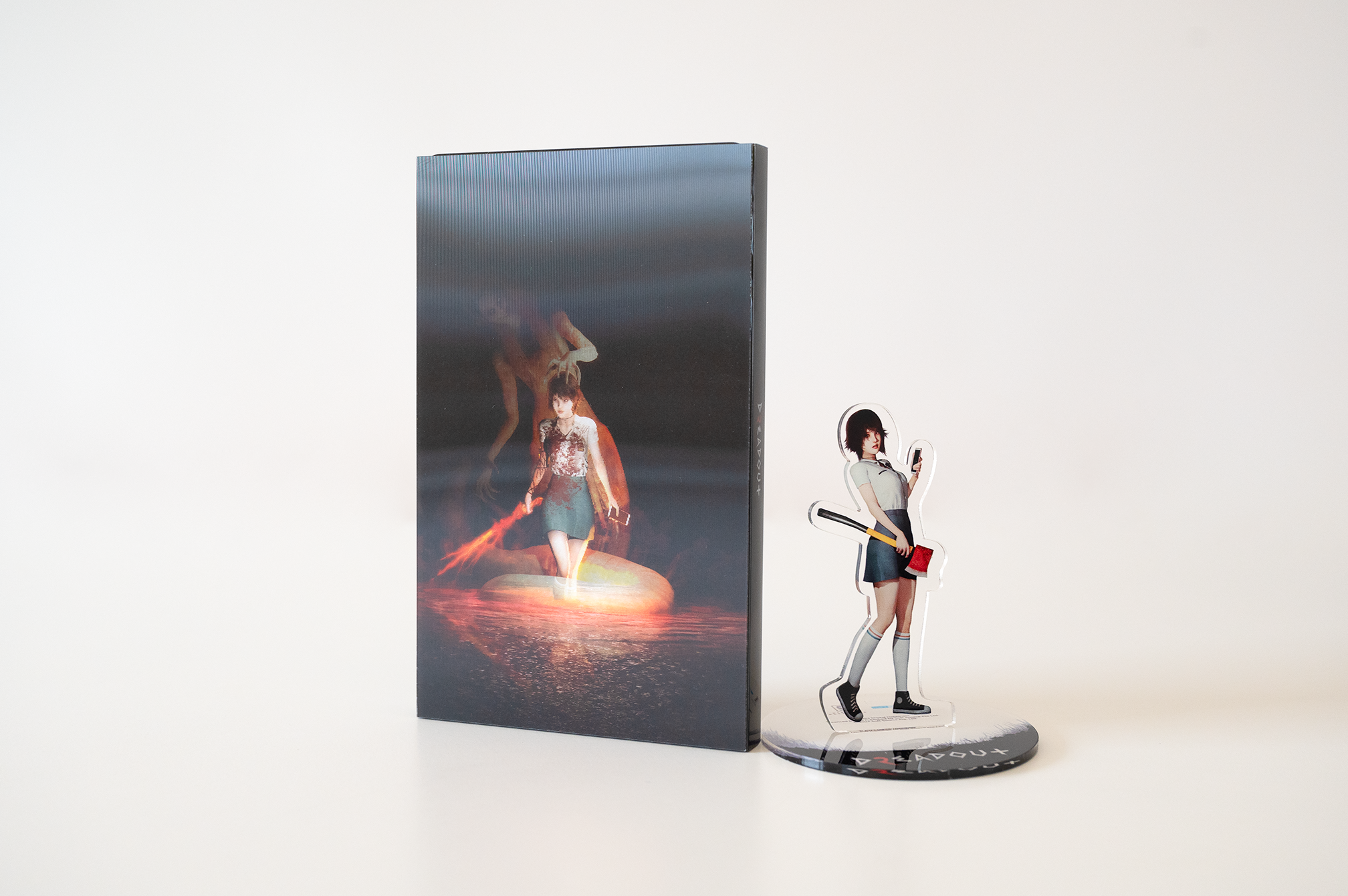 Dreadout Launch Edition. Photo of lenticular and acrylic stand.